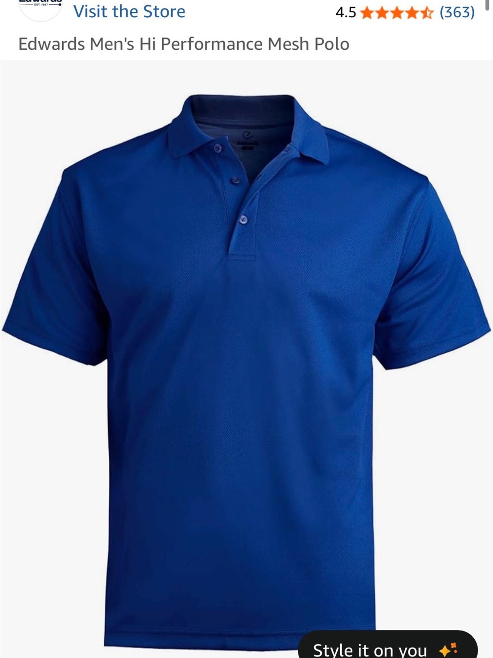Men's Performance Mesh Polo Shirt - Royal Blue